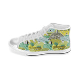 Hand drawn windmill pattern Women's High Top Canvas Shoes White