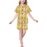 Camels ethnic motif pattern Kids' Boys' Girls' V-Neck Short Pajama Set