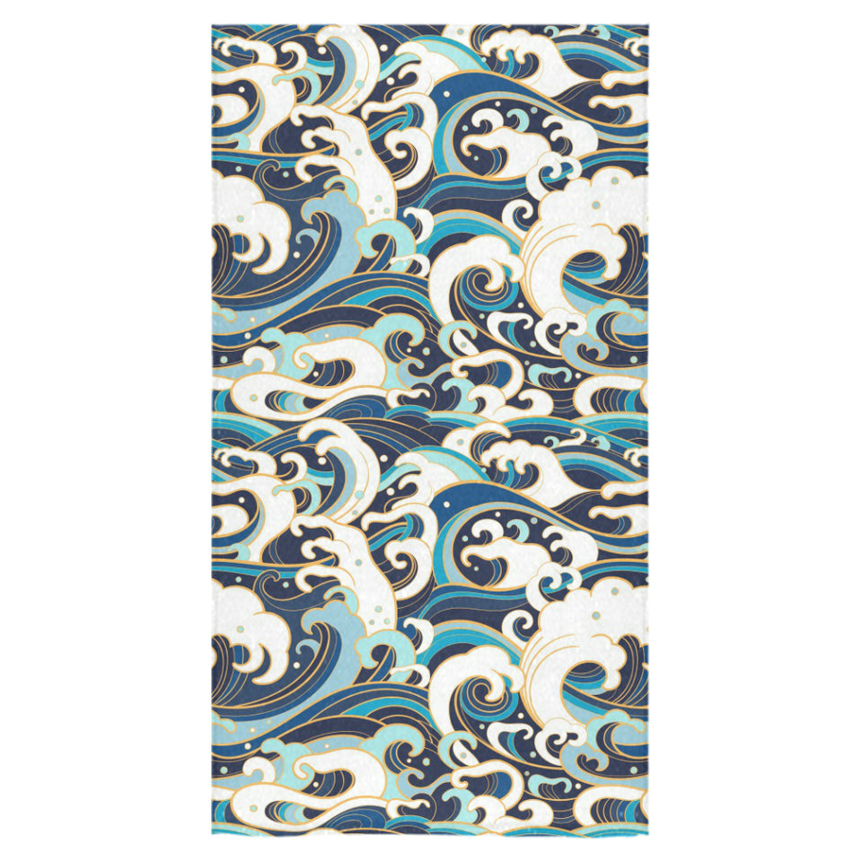 Japanese wave pattern Bath Towel