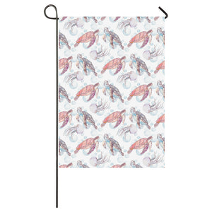 Watercolor sea turtle jellyfish pattern House Flag Garden Flag