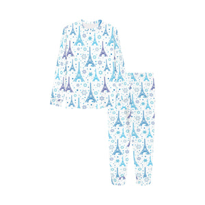 Blue Eiffel Tower Theme Pattern Print Design 01 Kids' Boys' Girls' All Over Print Pajama Set