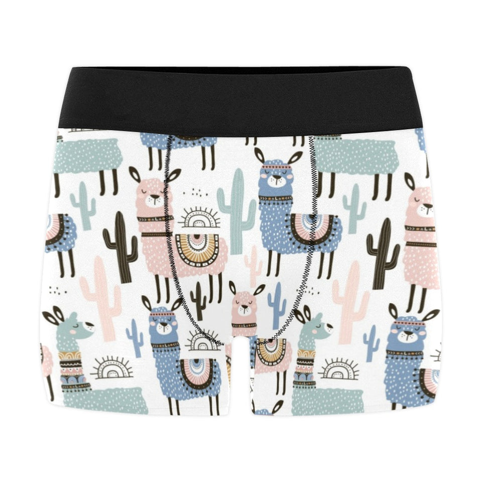 lama Alpaca cactus hand drawn pattern Men's All Over Print Boxer Briefs Men's Underwear