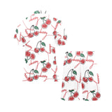 Hand drawn cherry pattern Men's V-Neck Short Pajama Set