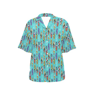 Surfboard Pattern Print Design 05 Women's All Over Print Hawaiian Shirt