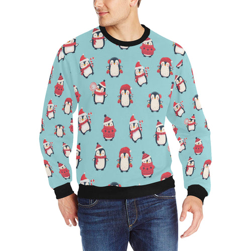 Cute penguin christmas  design pattern Men's Crew Neck Sweatshirt