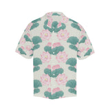 Pink lotus waterlily leaves pattern Men's All Over Print Hawaiian Shirt