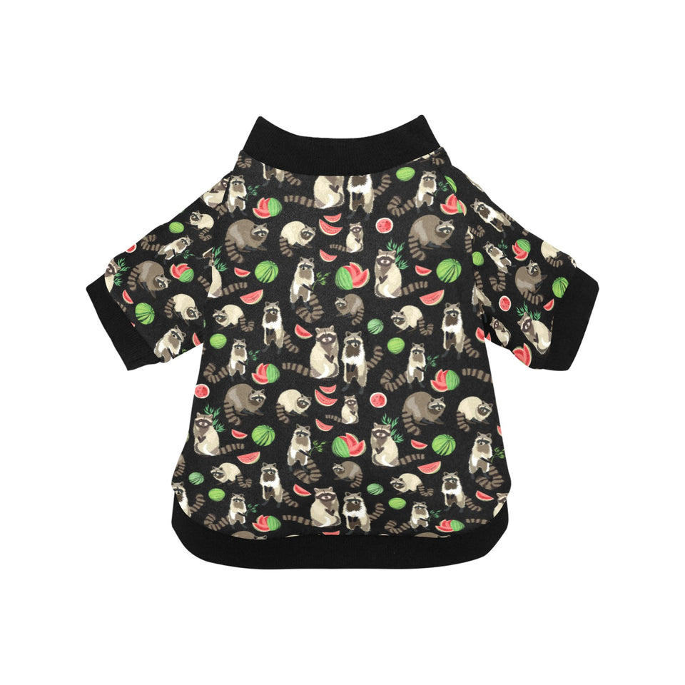 Raccoon watermelon pattern All Over Print Pet Dog Round Neck Fuzzy Shirt