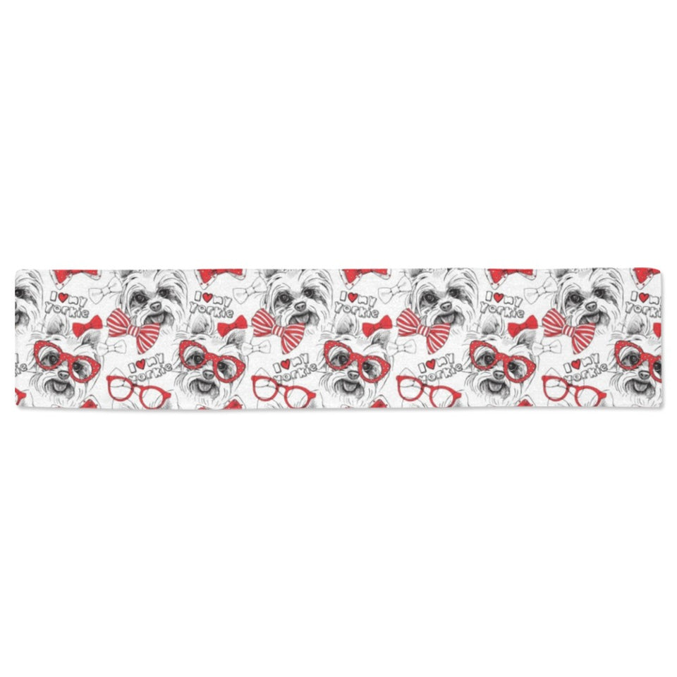 Yorkshire Terrier Pattern Print Design 04 Table Runner