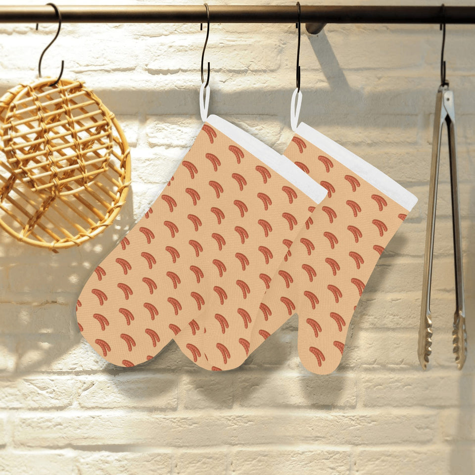 Sausage Pattern Print Design 03 Heat Resistant Oven Mitts