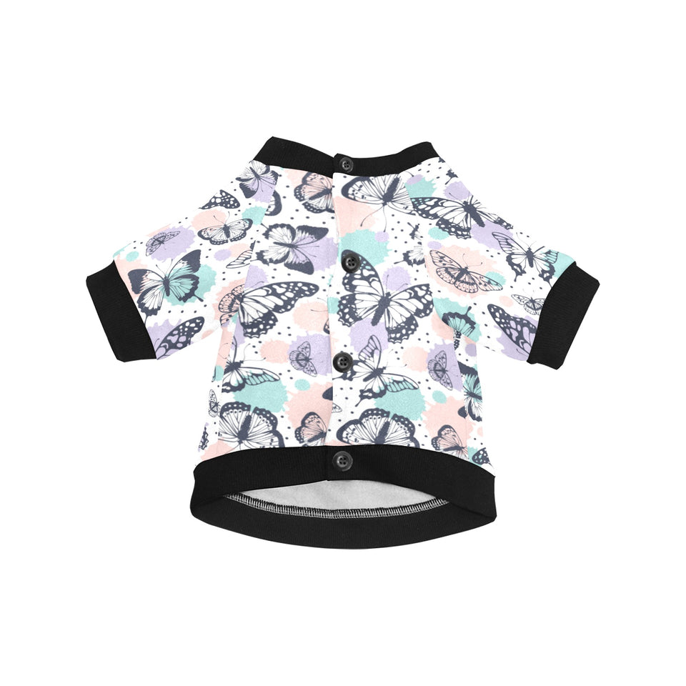 Butterfly pattern All Over Print Pet Dog Round Neck Fuzzy Shirt