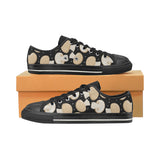 Champignon mushroom pattern Men's Low Top Canvas Shoes Black