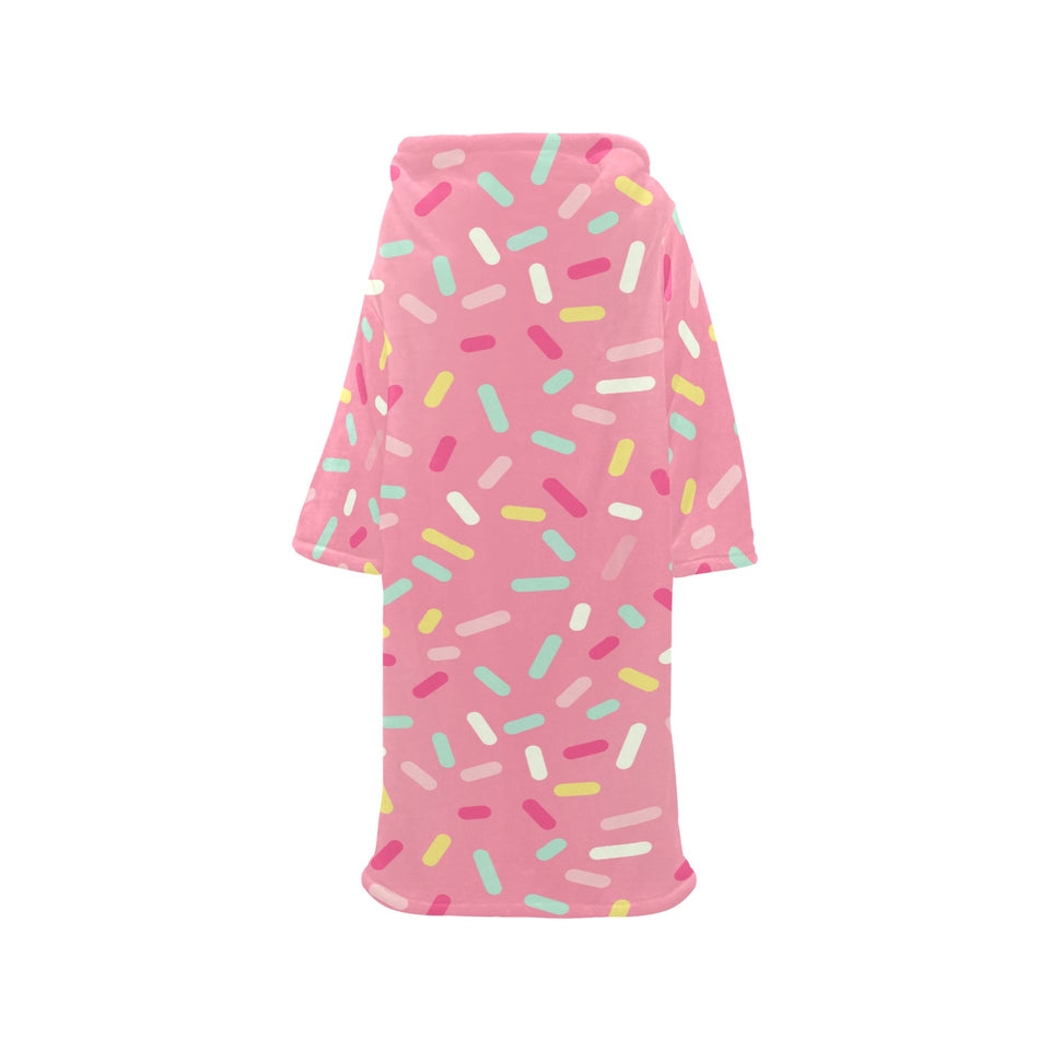 Pink donut glaze candy pattern Blanket Robe with Sleeves
