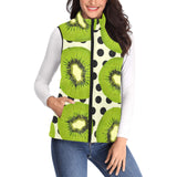 kiwi black dot background Women's Padded Vest