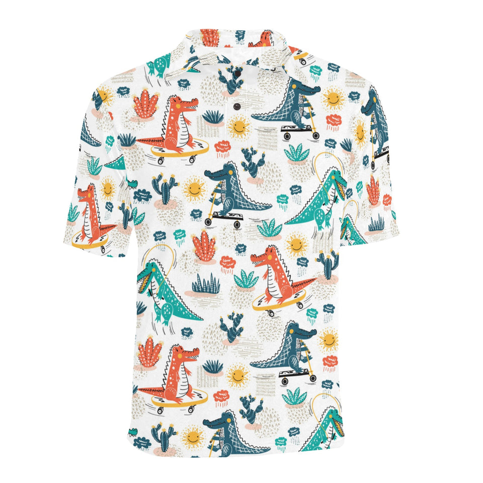 Cute Crocodile Pattern Men's All Over Print Polo Shirt