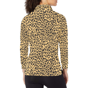 Leopard skin print Women's Long Sleeve Polo Shirt