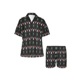 Deer Christmas new year pattern argyle Women's V-Neck Short Pajama Set