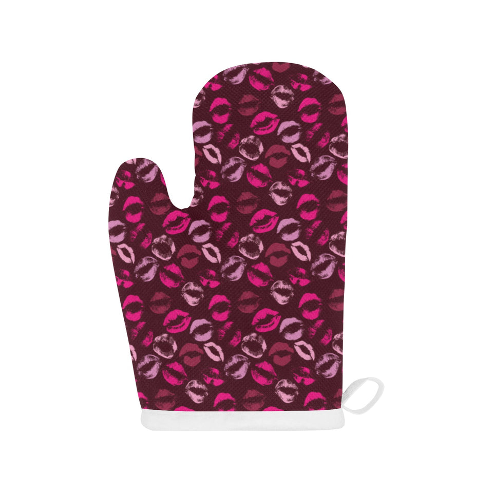 Lips Pattern Print Design 03 Heat Resistant Oven Mitts