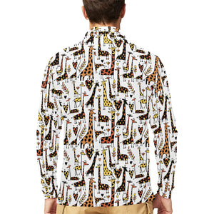 Giraffe Pattern Print Design 05 Men's Long Sleeve Polo Shirt