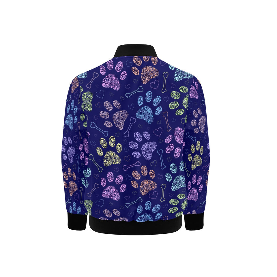 Dog Paws Pattern Print Design 02 Kids' Boys' Girls' Bomber Jacket