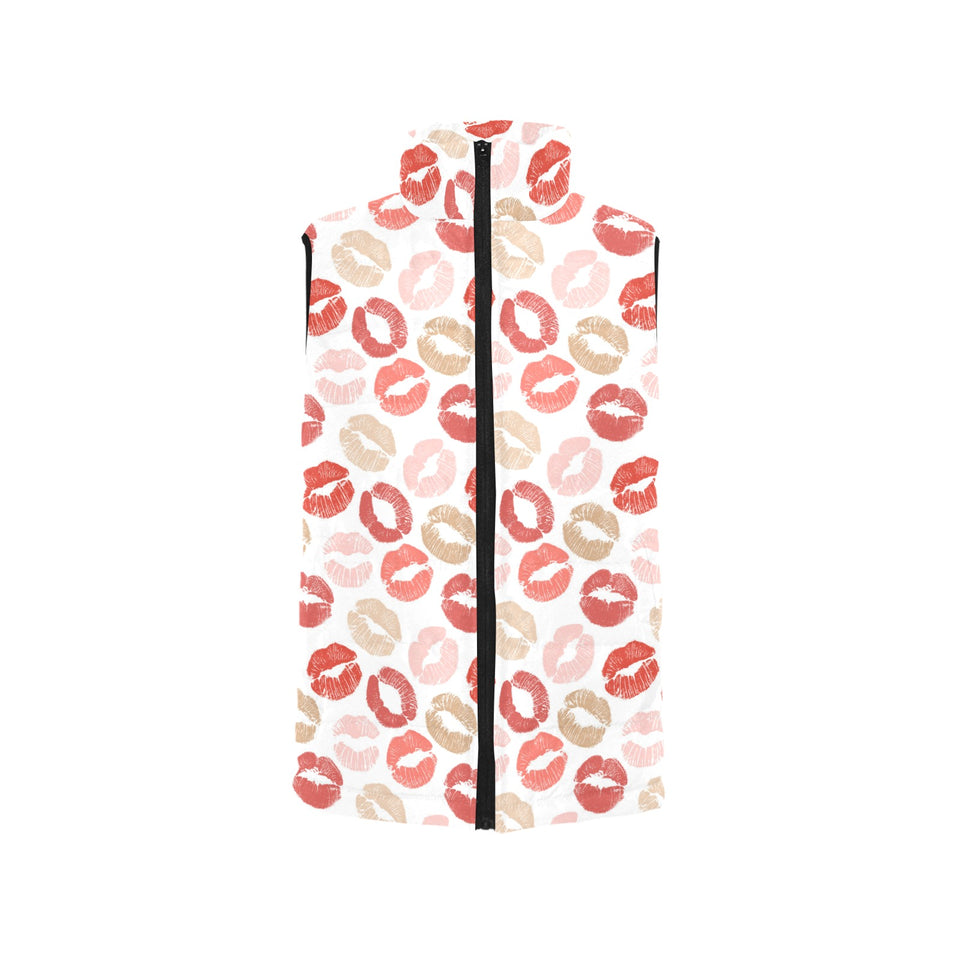 Lips Pattern Print Design 04 Women's Padded Vest