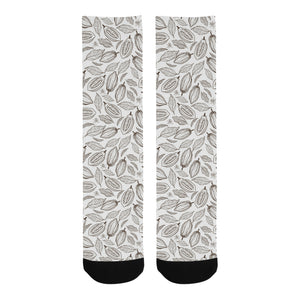 cacao beans leaves pattern Crew Socks