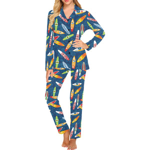 Surfboard Pattern Print Design 01 Women's Long Pajama Set