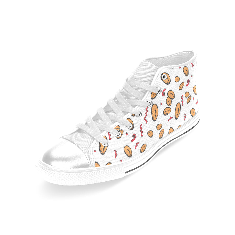 peanuts pattern background Women's High Top Canvas Shoes White