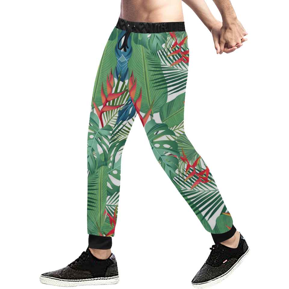 heliconia palm and monstera  leaves pattern Unisex Casual Sweatpants