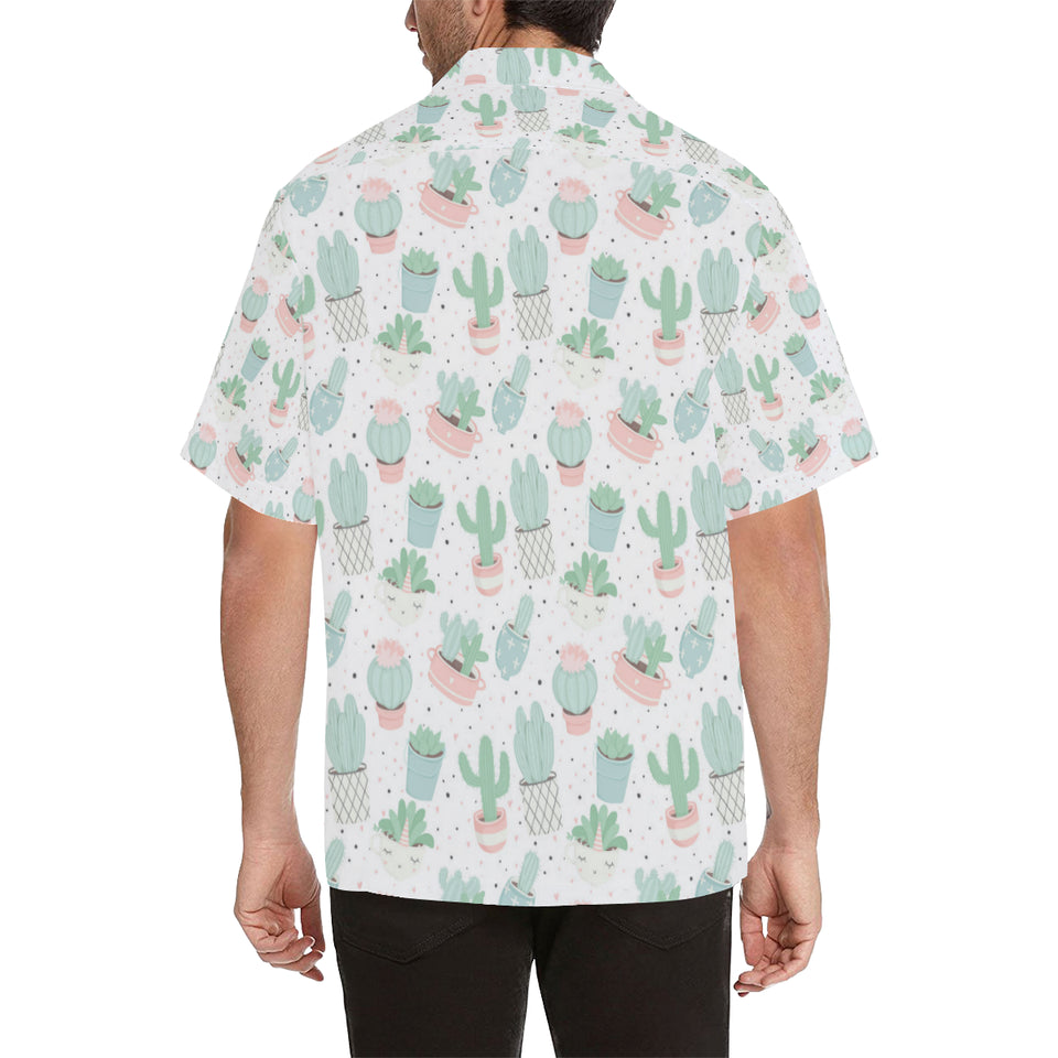 Pastel color cactus pattern Men's All Over Print Hawaiian Shirt