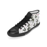 Boston terrier dog hearts vector pattern Men's High Top Canvas Shoes Black