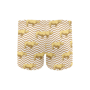 Rhino yellow theme pattern Men's Swimming Trunks