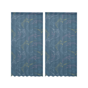 Swordfish Pattern Print Design 02 Gauze Curtain