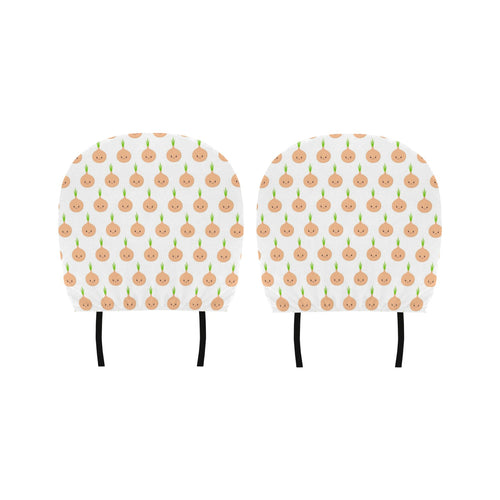 cute onions smiling faces Car Headrest Cover