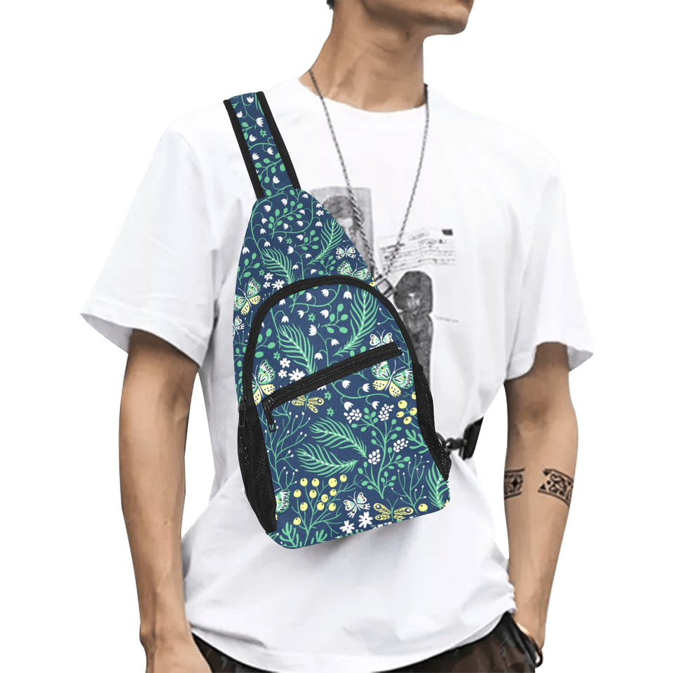 butterfly leaves pattern All Over Print Chest Bag