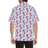 Purple seahorse blue coral pattern Men's All Over Print Hawaiian Shirt