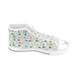 apples leaves pattern Men's High Top Canvas Shoes White