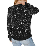 Hand drawn space rocket star planet Women's Crew Neck Sweatshirt