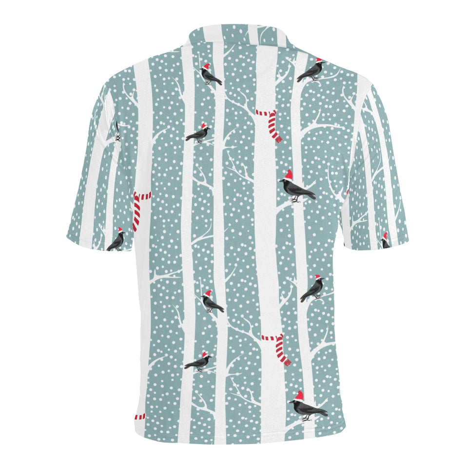 Crows christmas hat scarf Men's All Over Print Polo Shirt