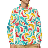 Colorful moon pattern Men's Long Sleeve Polo Shirt