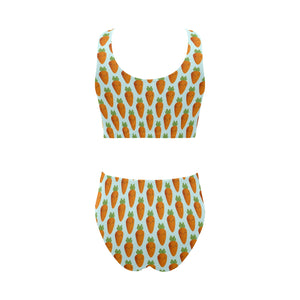 Carrot Pattern Print Design 03 Chest Bowknot High Waisted Bikini Swimsuit