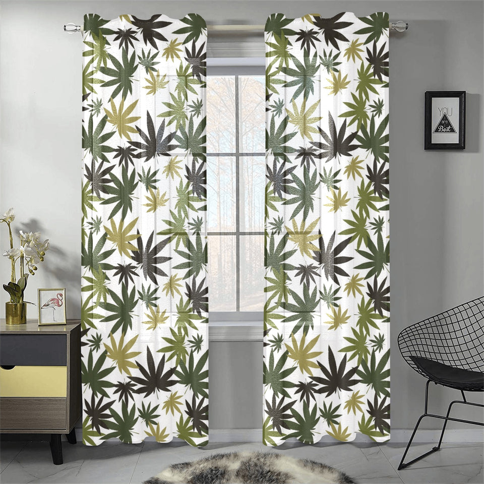 Canabis Marijuana Weed Pattern Print Design 05 Gauze Curtain