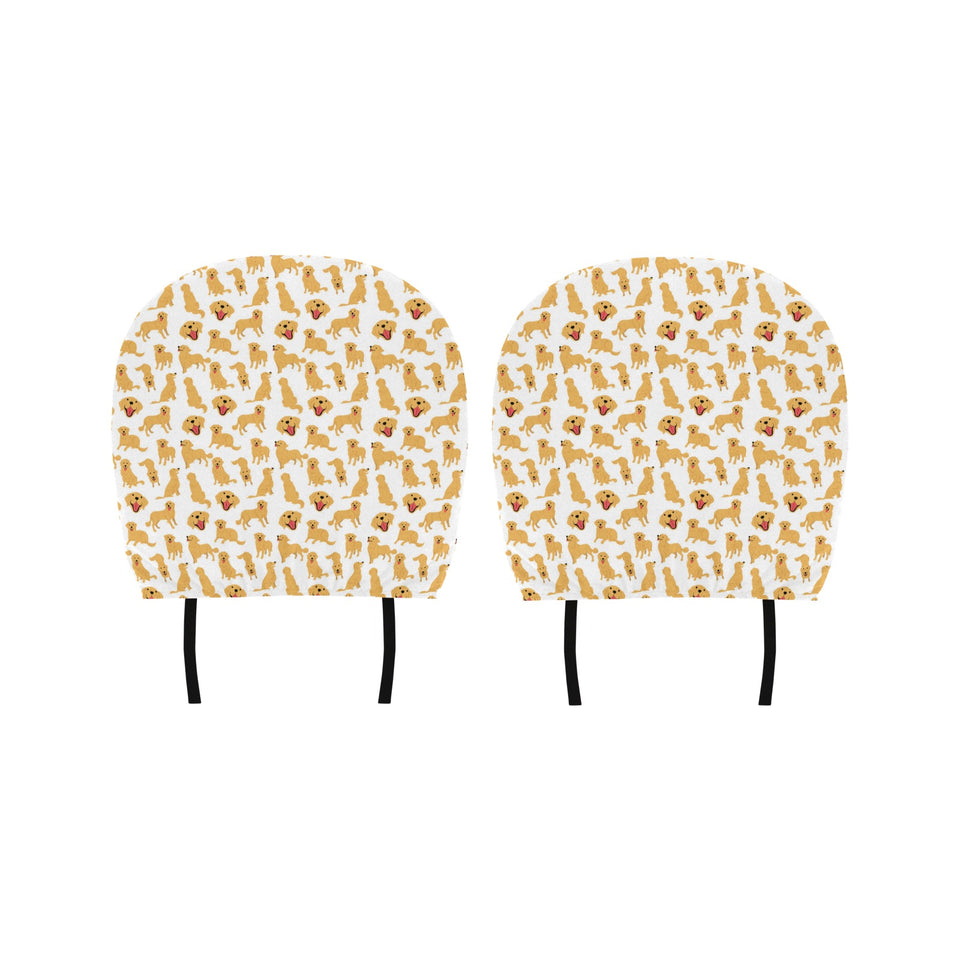 Golden Retriever Pattern Print Design 05 Car Headrest Cover