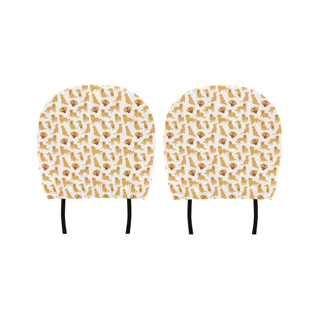 Golden Retriever Pattern Print Design 05 Car Headrest Cover