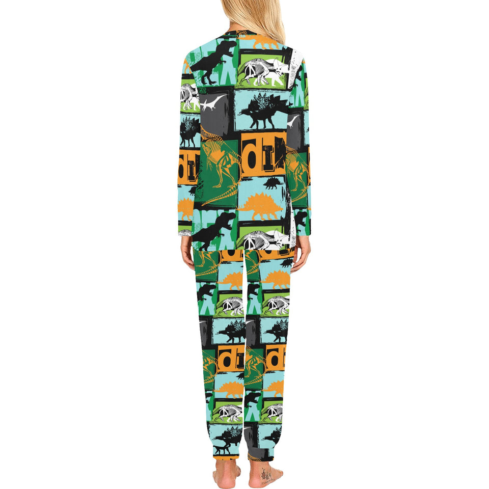 dinosaurs print pattern Women's All Over Print Pajama Set