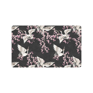 Japanese crane pink sakura pattern Doormat