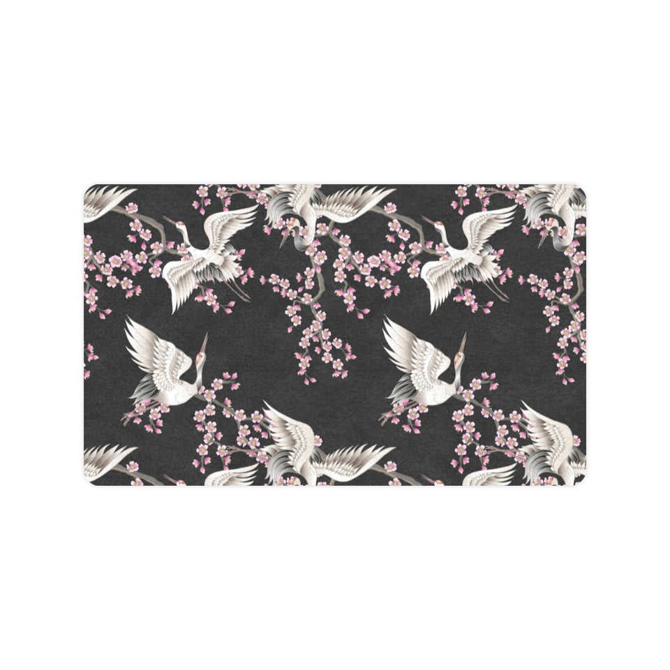 Japanese crane pink sakura pattern Doormat