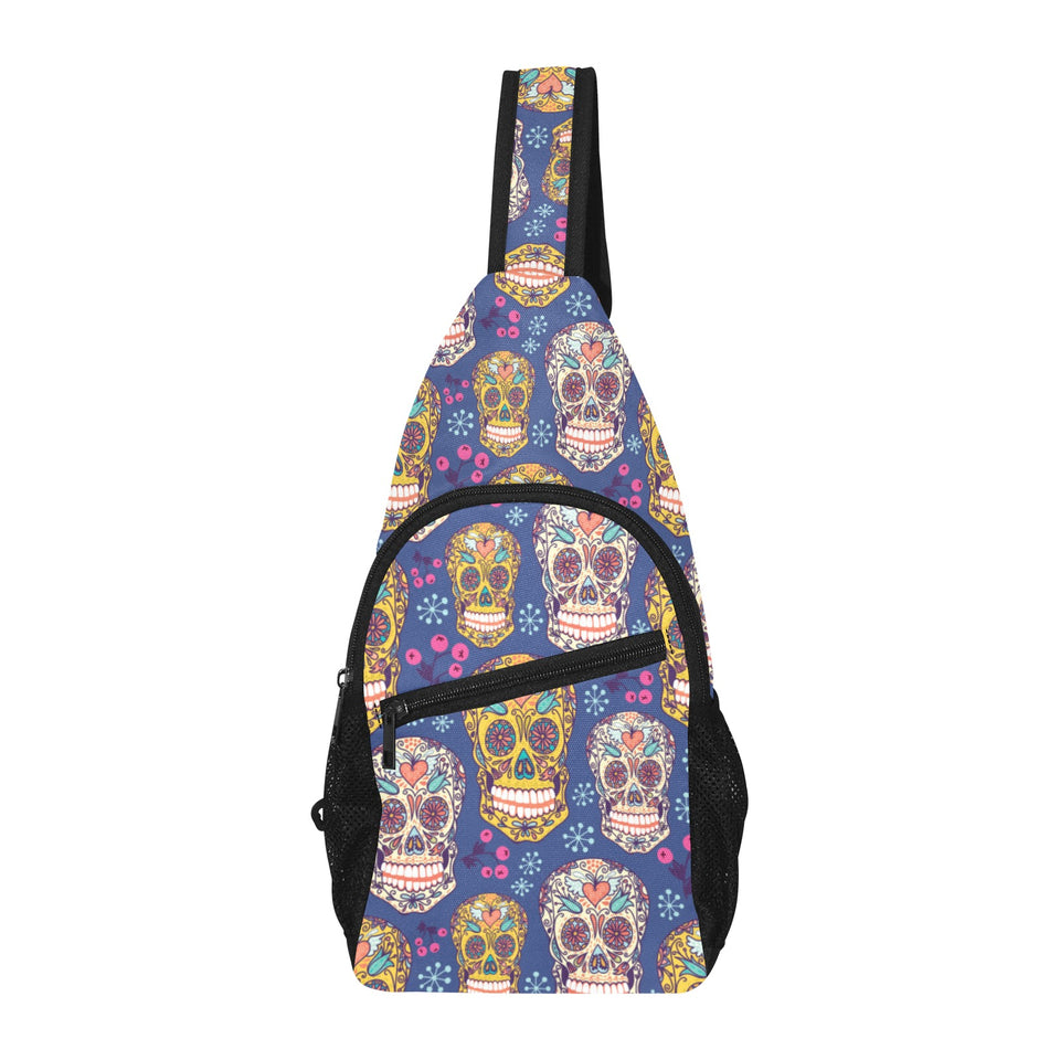 Sugar skull flower pattern All Over Print Chest Bag