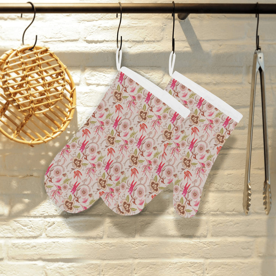 Swallow Pattern Print Design 01 Heat Resistant Oven Mitts