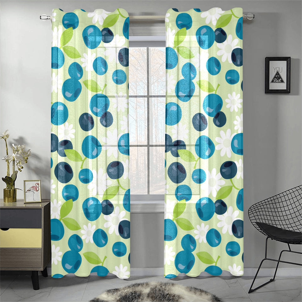 blueberry flower pattern Gauze Curtain