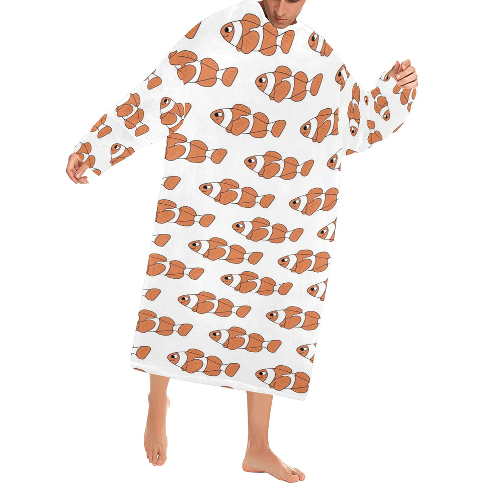 Clown Fish Pattern Print Design 05 Blanket Robe with Sleeves